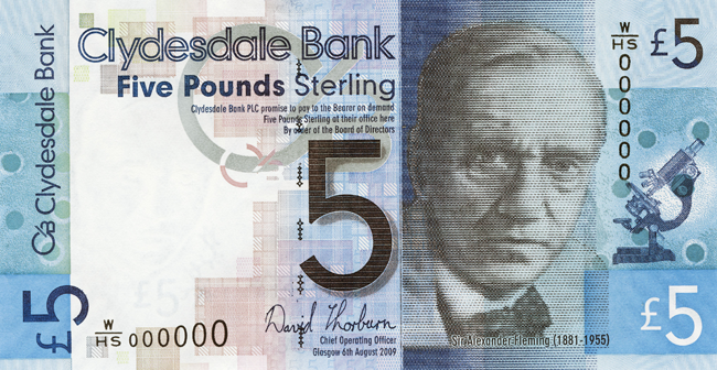 5-Pfund-Banknote der Clydesdale Bank