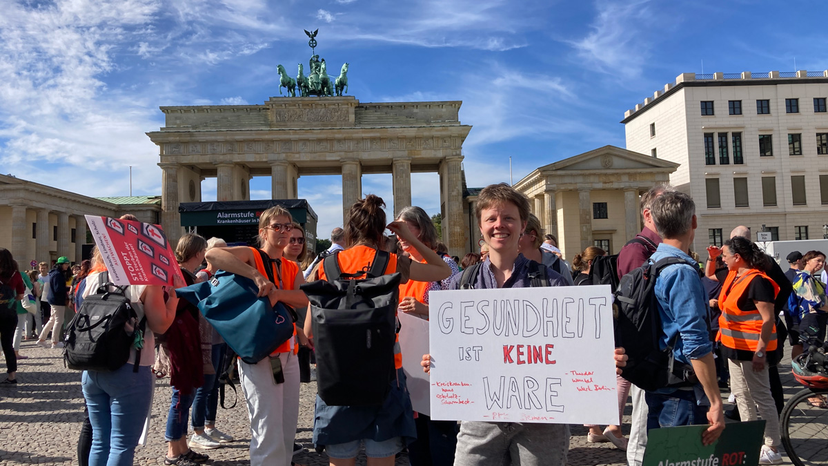 Internationaler Tag der Pflege: Protestierende Pflegekräfte