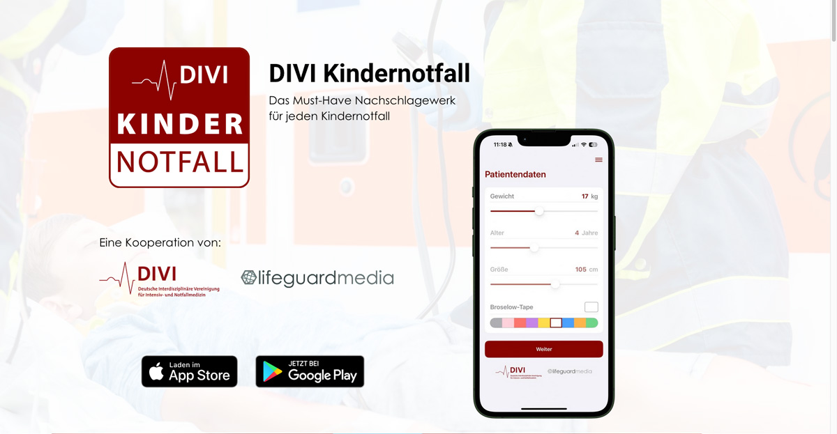 Neue DIVI-Kinder­not­fall-App unter­stützt bei Medika­men­ten im Kinder­not­fall